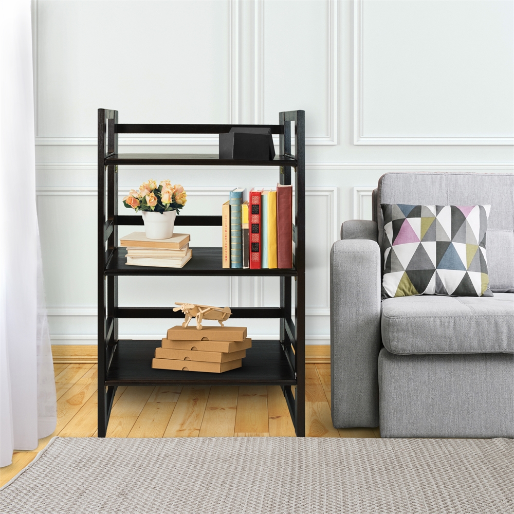 3-Shelf Folding Student Bookcase 20.75" Wide-Espresso. Picture 8