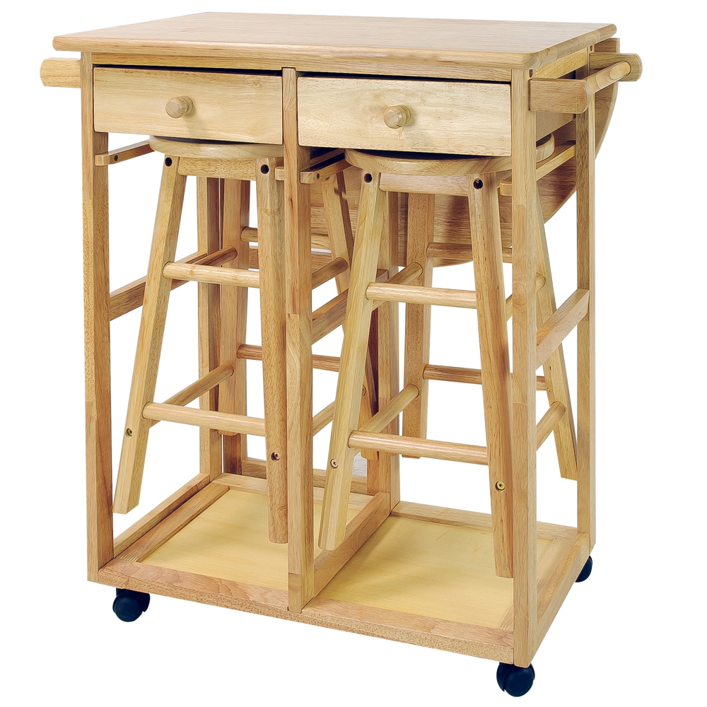 Breakfast Cart with Drop-Leaf Table-Natural. Picture 8