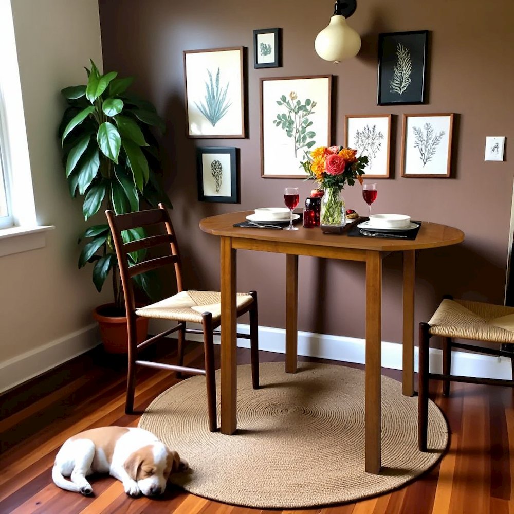 Oval Drop Leaf Folding Table with Walnut Wood Top and Rubberwood Frame. Picture 2