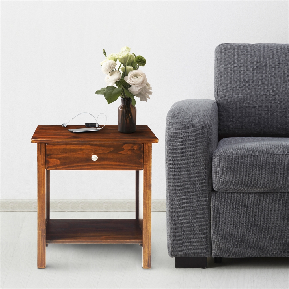 Vanderbilt Night Stand with USB Port-Warm Brown. Picture 7