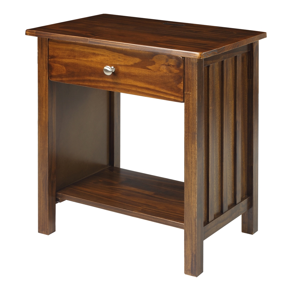 Vanderbilt Night Stand with USB Port-Warm Brown. Picture 3