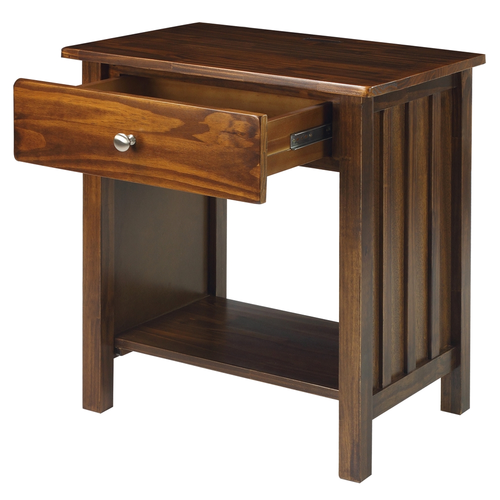 Vanderbilt Night Stand with USB Port-Warm Brown. Picture 4