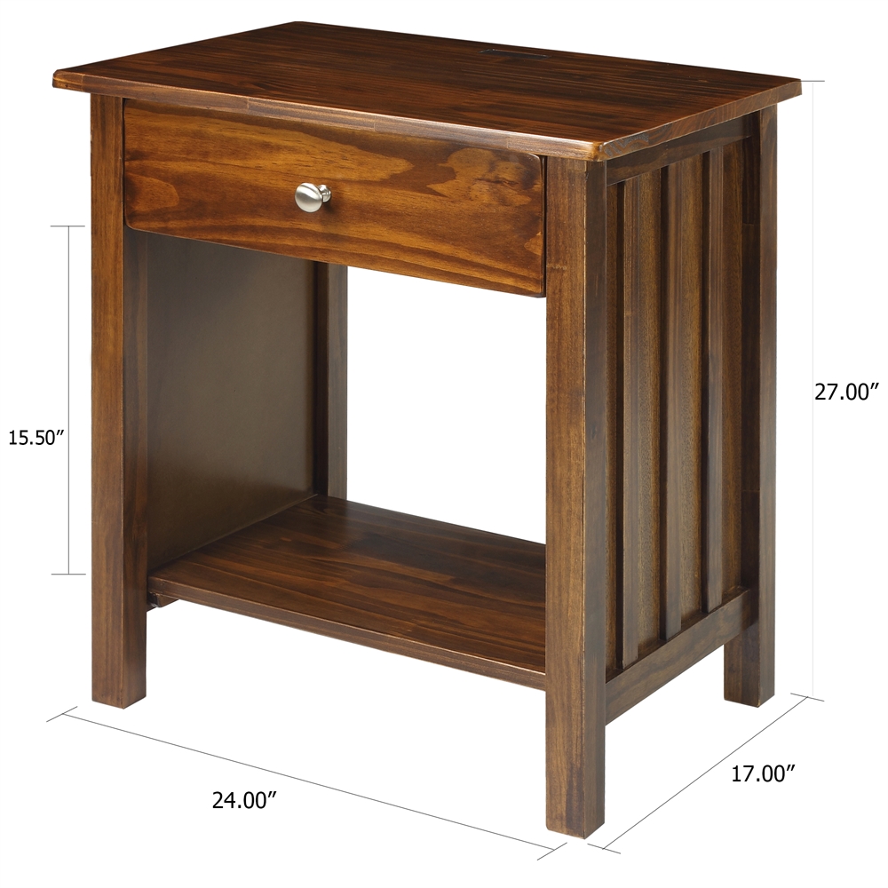Vanderbilt Night Stand with USB Port-Warm Brown. Picture 6