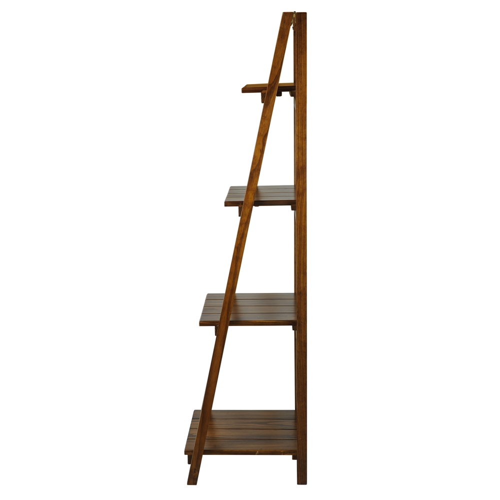 Manhasset Slatted 4-Shelf Folding Bookcase-Warm Brown. Picture 3
