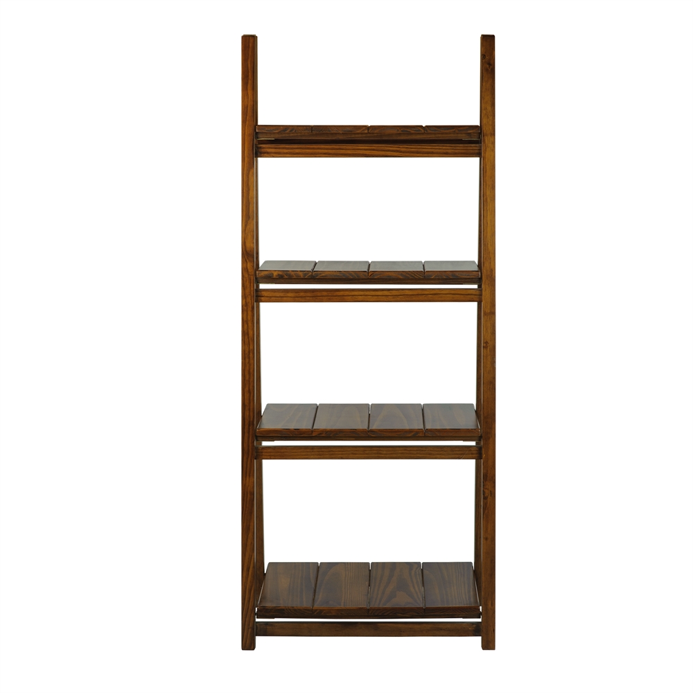 Manhasset Slatted 4-Shelf Folding Bookcase-Warm Brown. Picture 4