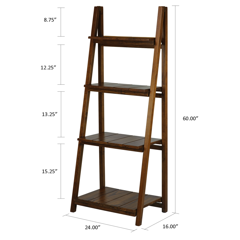 Manhasset Slatted 4-Shelf Folding Bookcase-Warm Brown. Picture 6