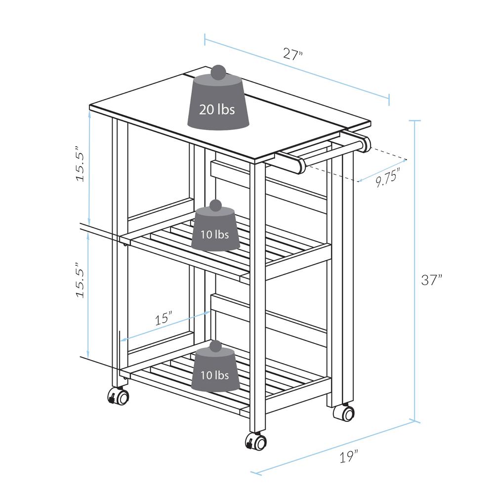 Trek Folding Kitchen Cart - Natural. Picture 7