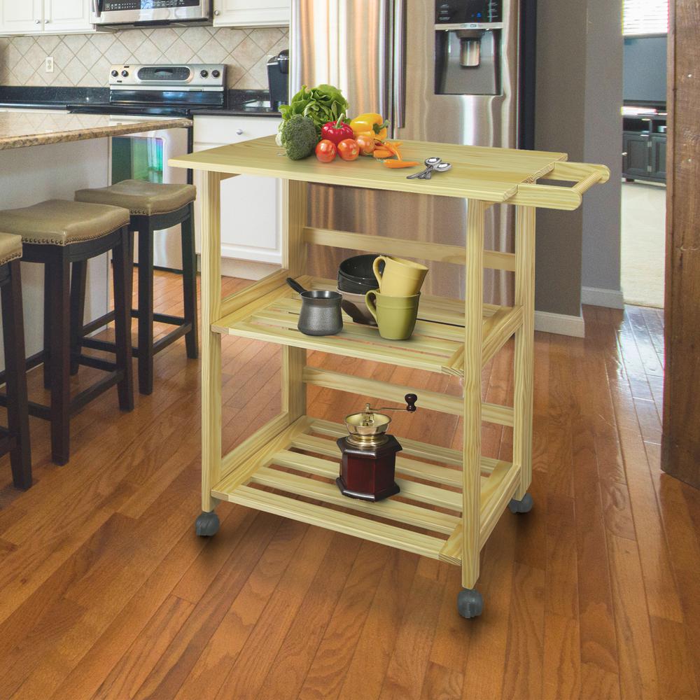 Trek Folding Kitchen Cart - Natural. Picture 8