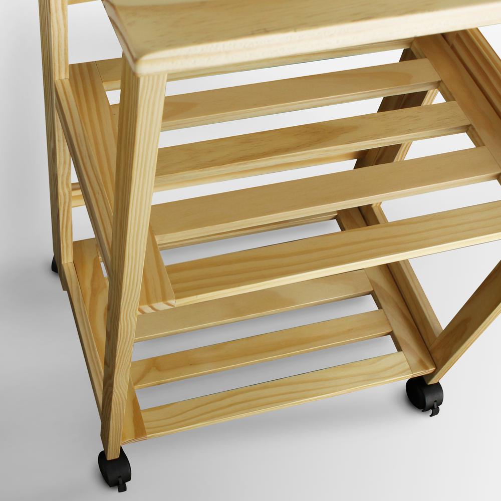 Trek Folding Kitchen Cart - Natural. Picture 10