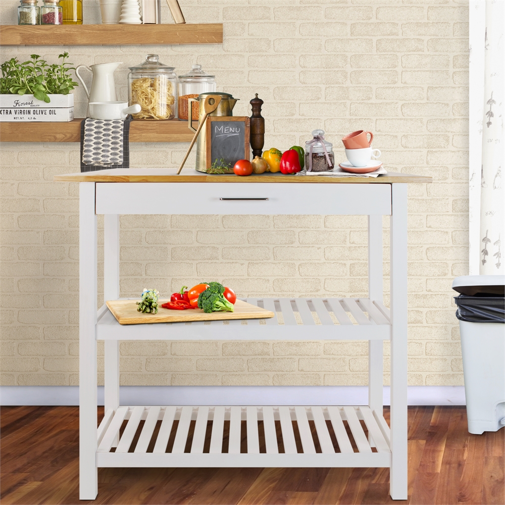 Kitchen Island with Solid Wood Top. Picture 6