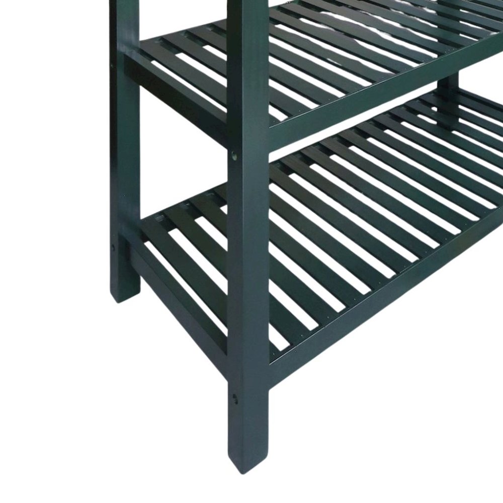Hunter Green Kitchen Island Table with Storage, Drawer, 2 Open Counter Shelves. Picture 8