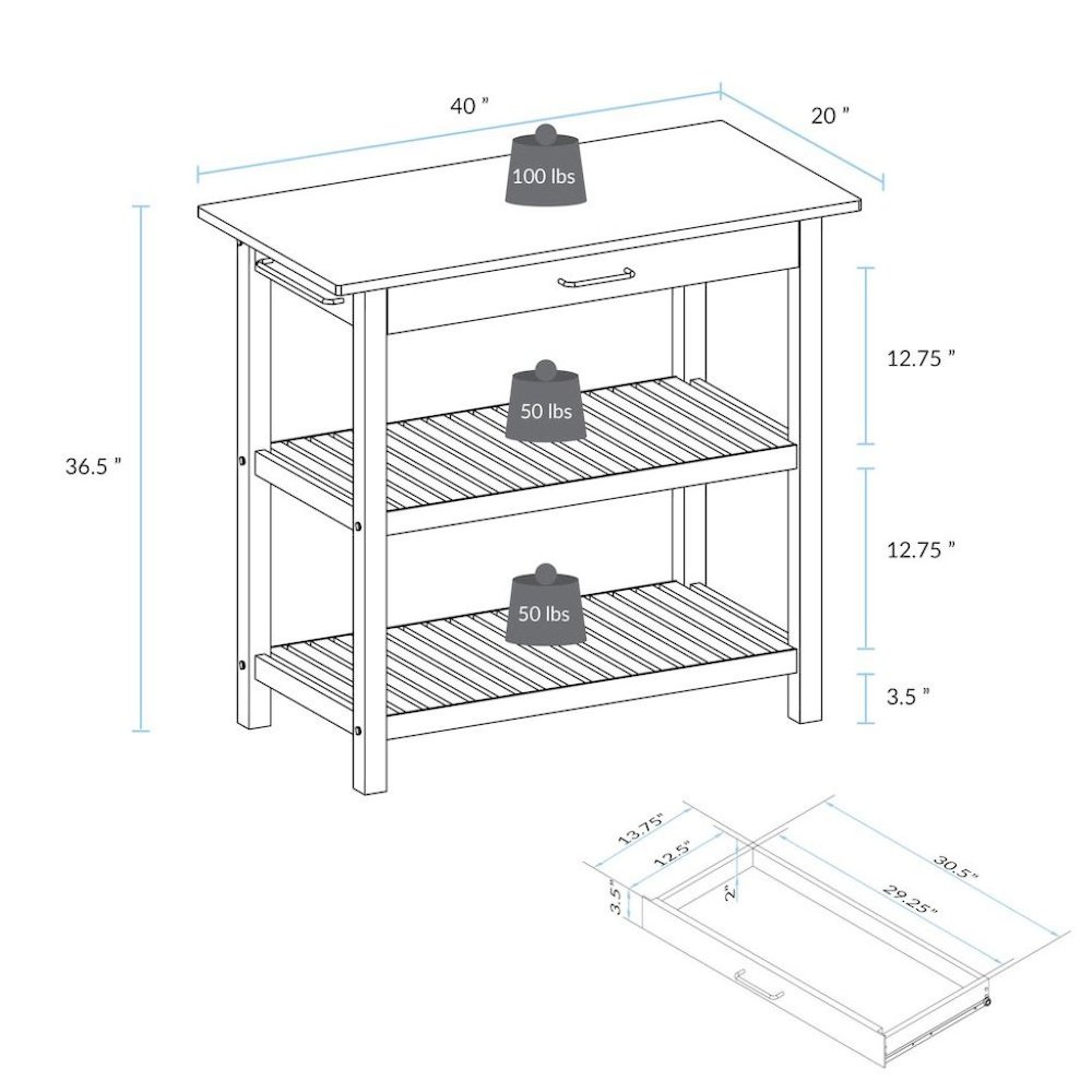 Hunter Green Kitchen Island Table with Storage, Drawer, 2 Open Counter Shelves. Picture 9