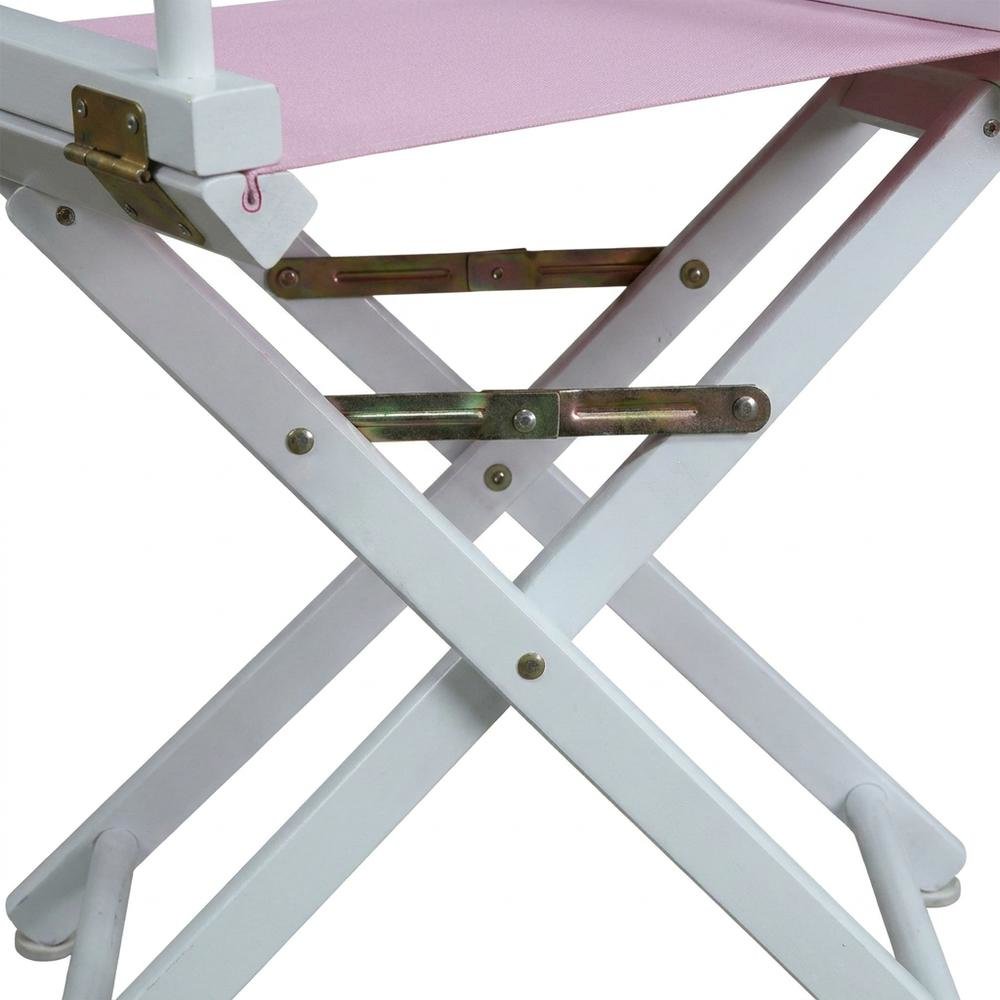 Pink Director's Chair, White Frame, 18-Inch Seat, Folding Accent. Picture 6