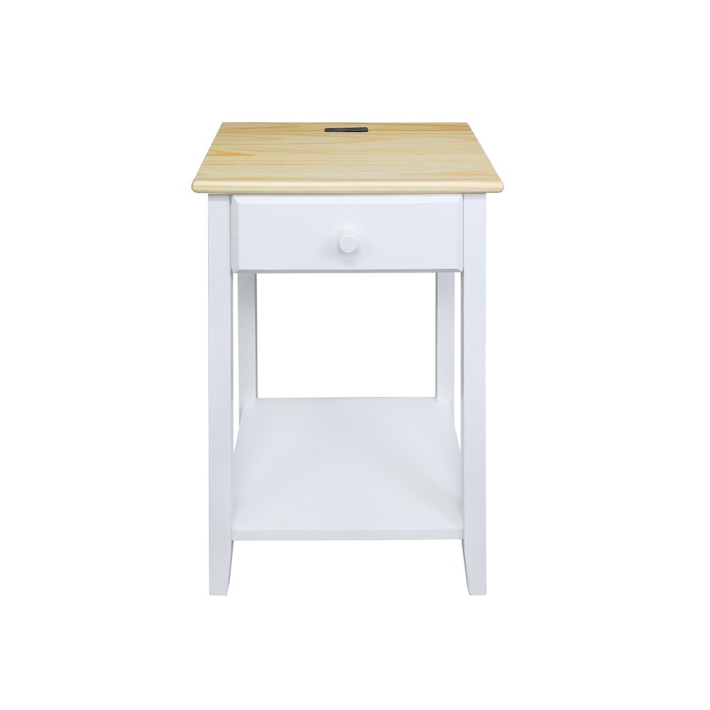 Night Owl Nightstand with USB Port - Natural White. Picture 1