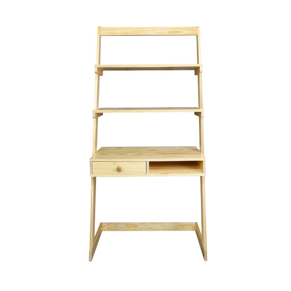 Freestanding Ladder Desk with Drawer, Natural. Picture 1