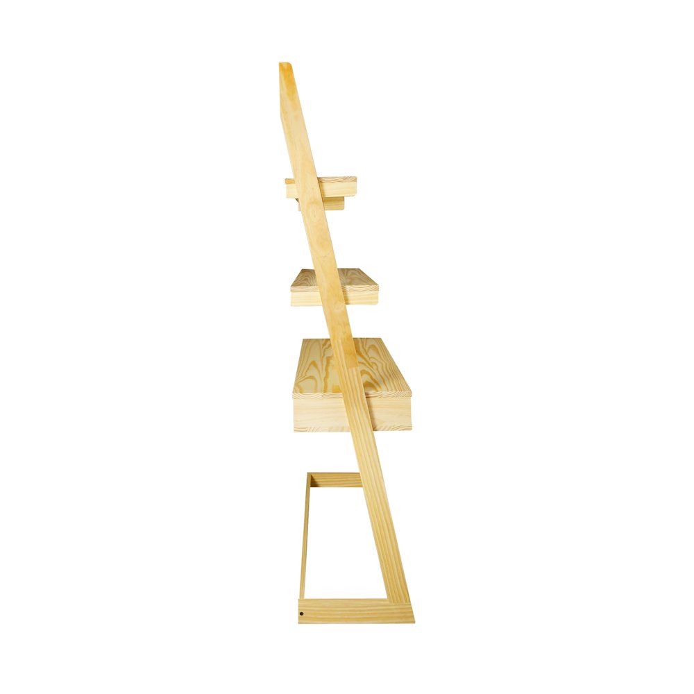 Freestanding Ladder Desk with Drawer, Natural. Picture 2