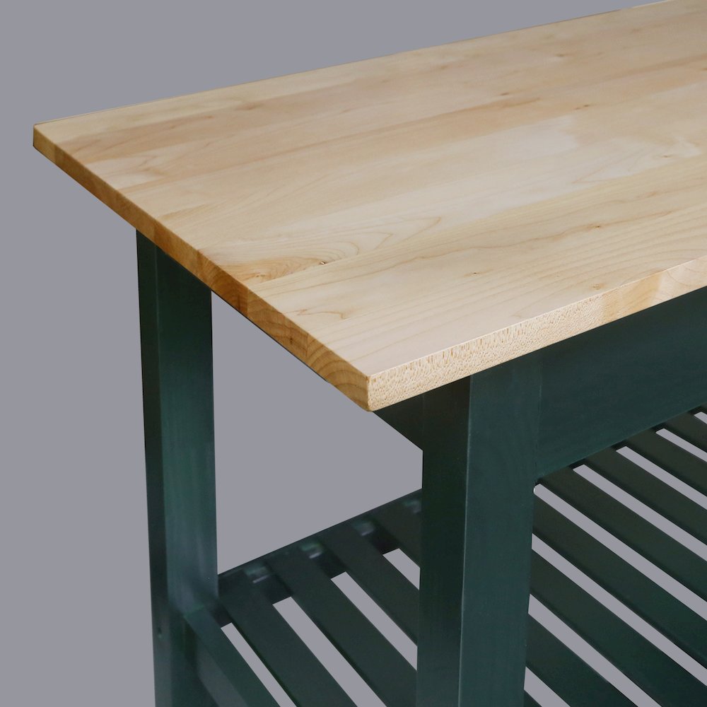 Kitchen Island with Solid American Hardwood Top, Hunter Green. Picture 6