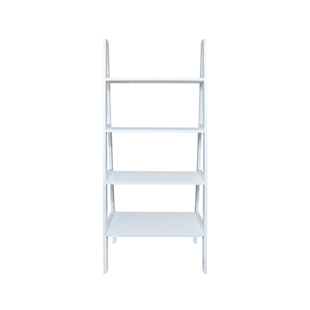 4-Shelf Ladder Bookcase, White. Picture 1
