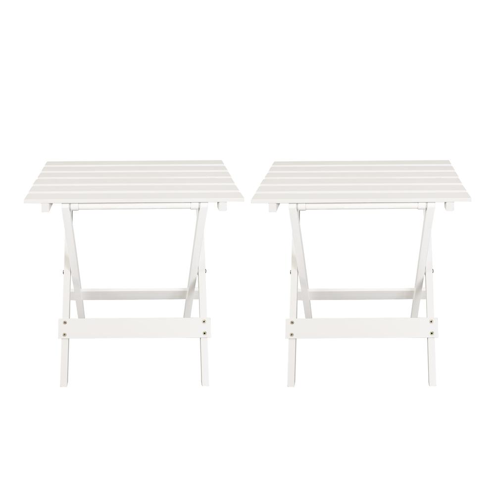 Portable Solid Wood Folding Side Table 2-Piece Set - White. Picture 1
