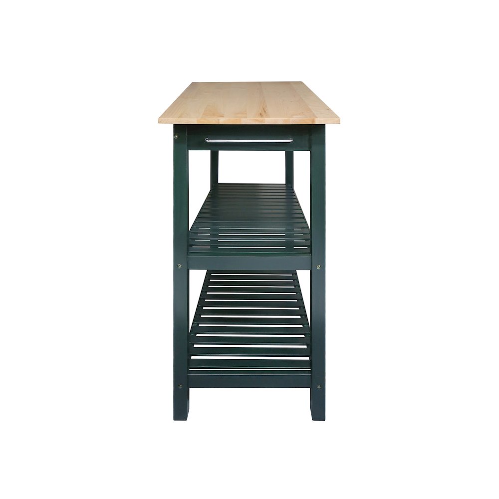 Kitchen Island with Solid American Hardwood Top, Hunter Green. Picture 3
