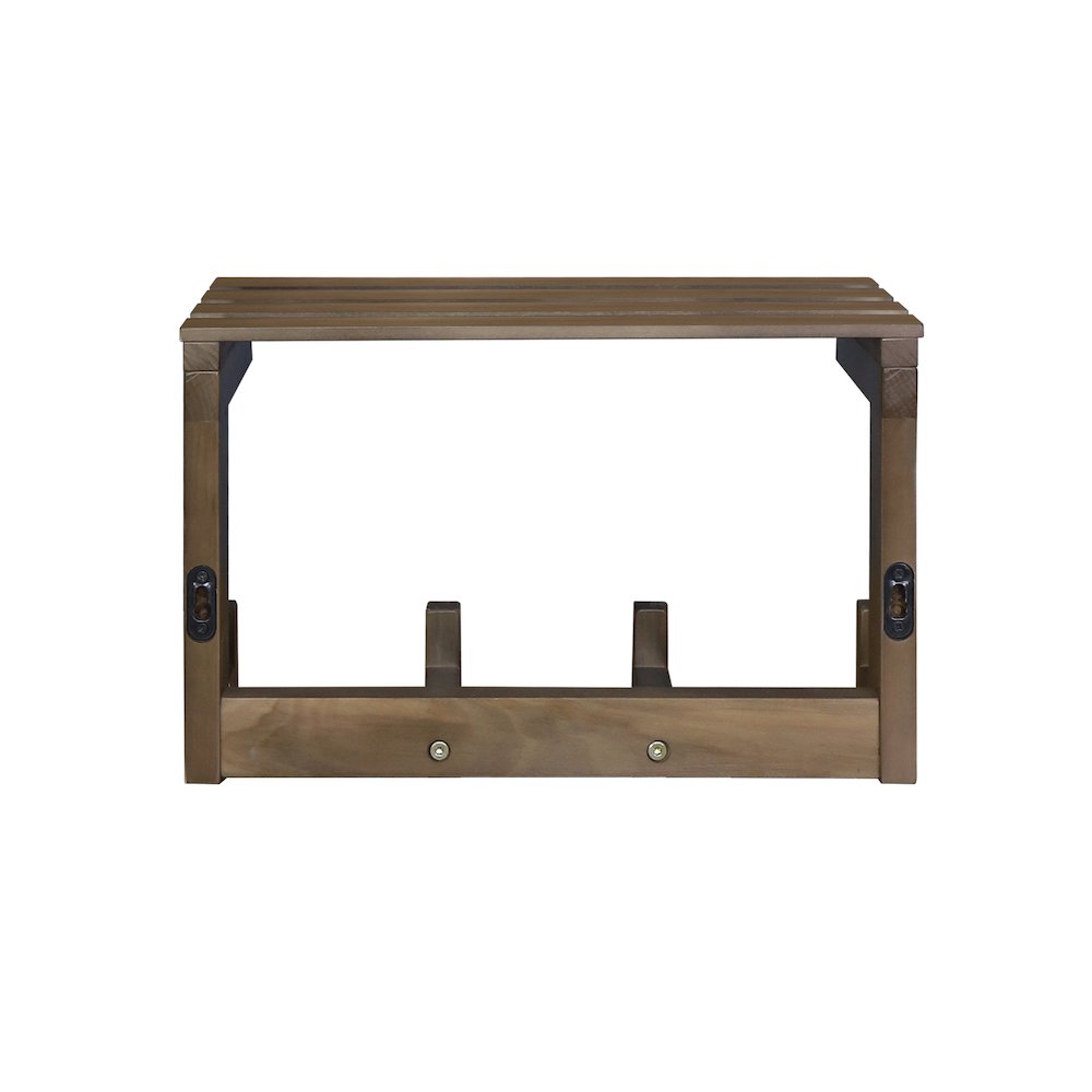 100% Solid American Hardwood Floating Wall Mounted Hook with Shelf - Autumn Gray. Picture 2
