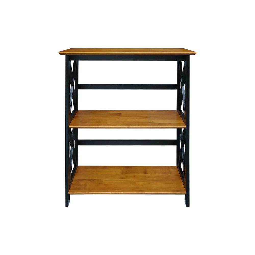 Montego 3-Shelf Bookcase, Antique Walnut/Black. Picture 9