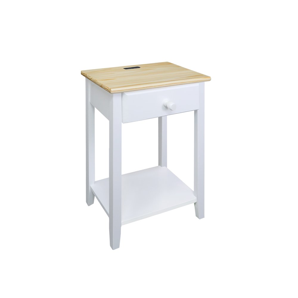 Night Owl Nightstand with USB Port - Natural White. Picture 5