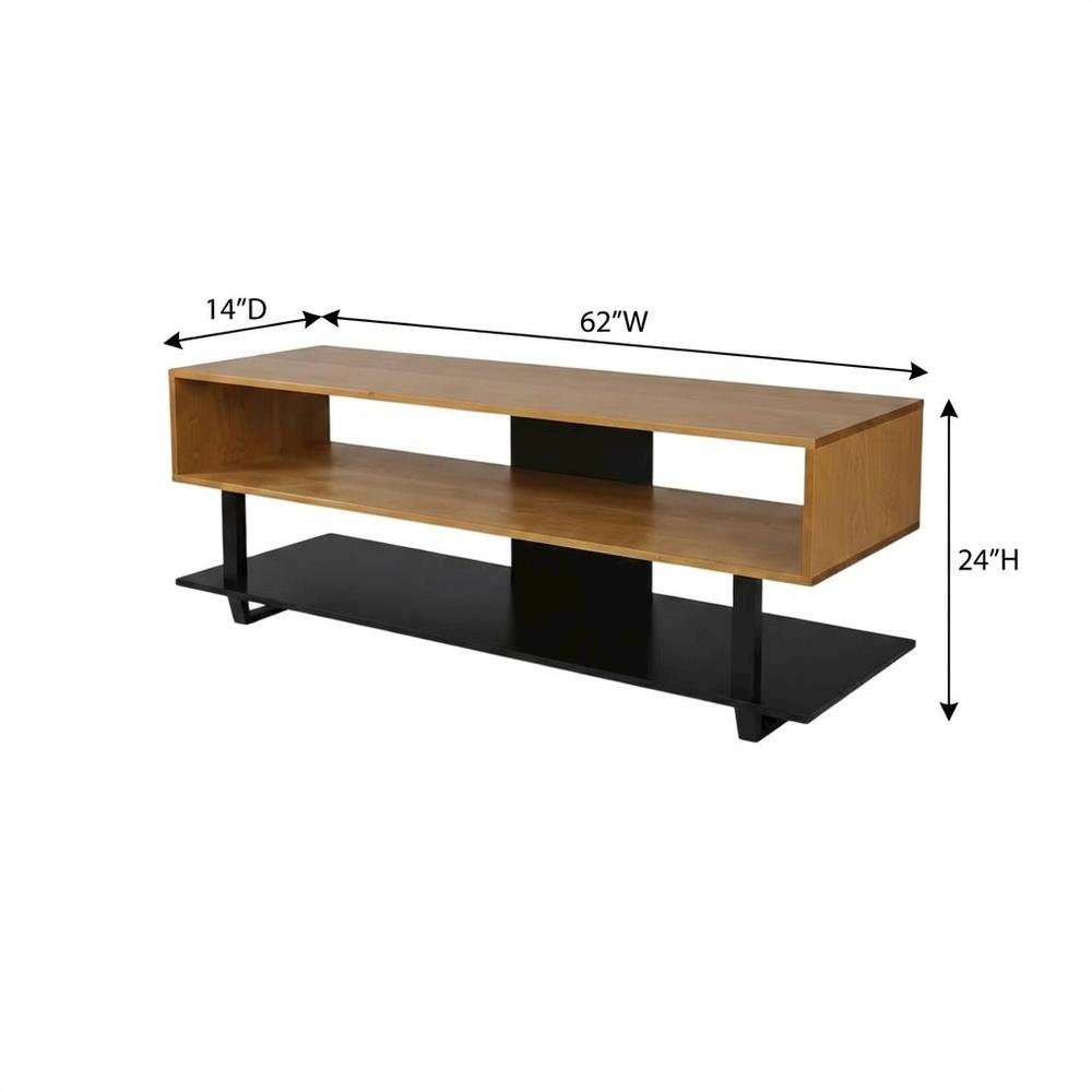 Two-Tone Cherry and Black TV Stand with Solid American Cherry Top and Pine Frame. Picture 7