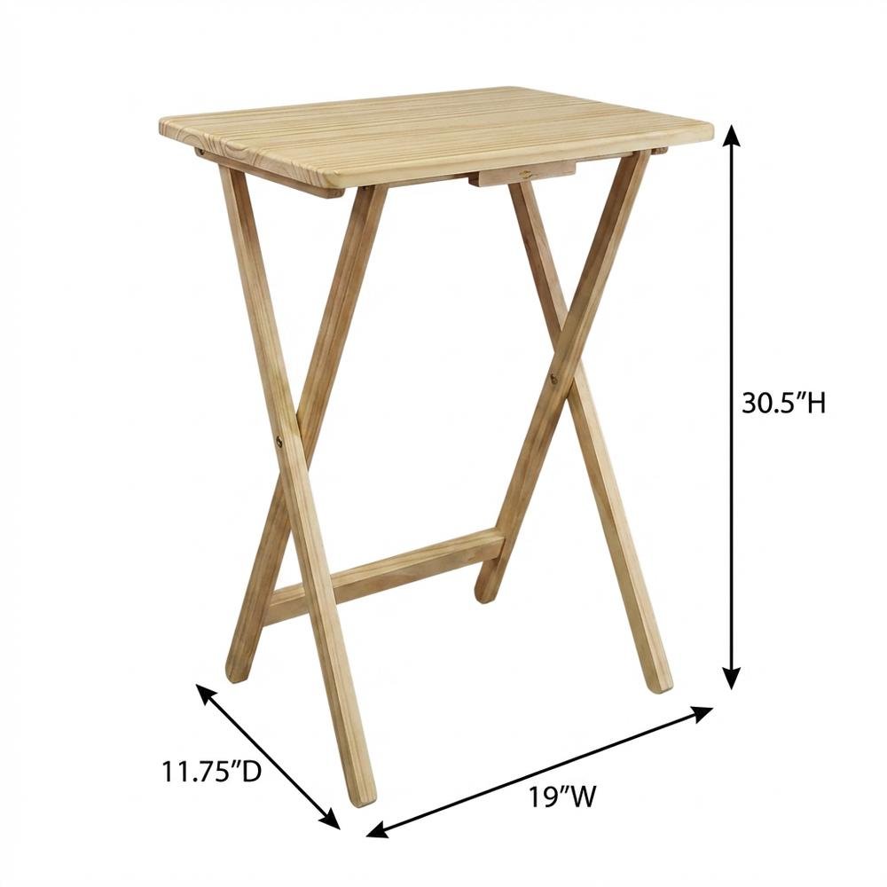 Brown Wooden 5pcs Folding Tables Set with Stand – TV Trays Set of 4. Picture 7
