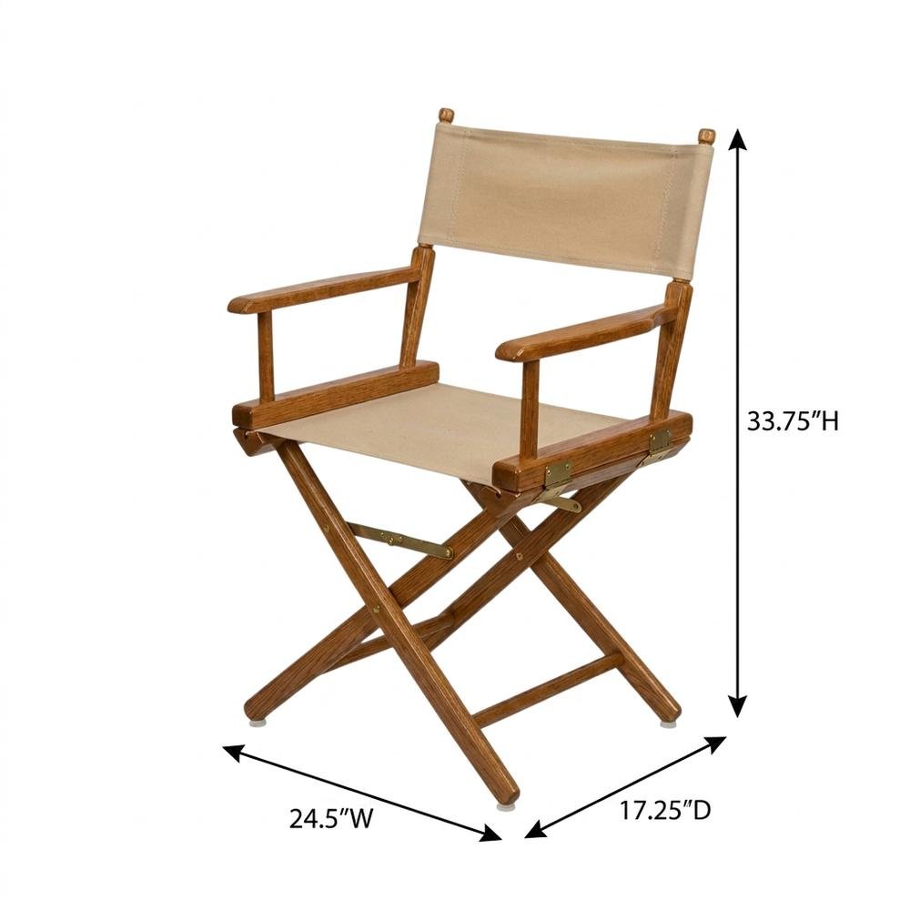 Beige Extra-Wide Director's Chair, Mission Oak Frame, 18-Inch Wide Seat. Picture 7