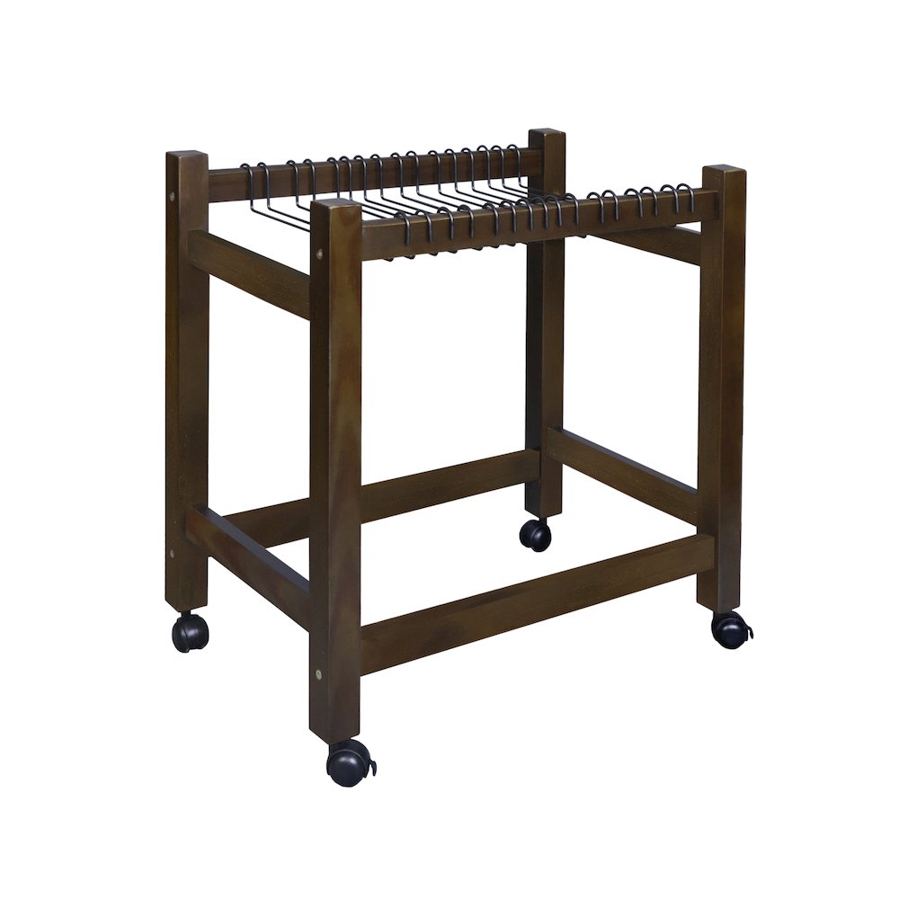 Wooden Rolling Pants Trolley with 16 Hangers. Picture 5