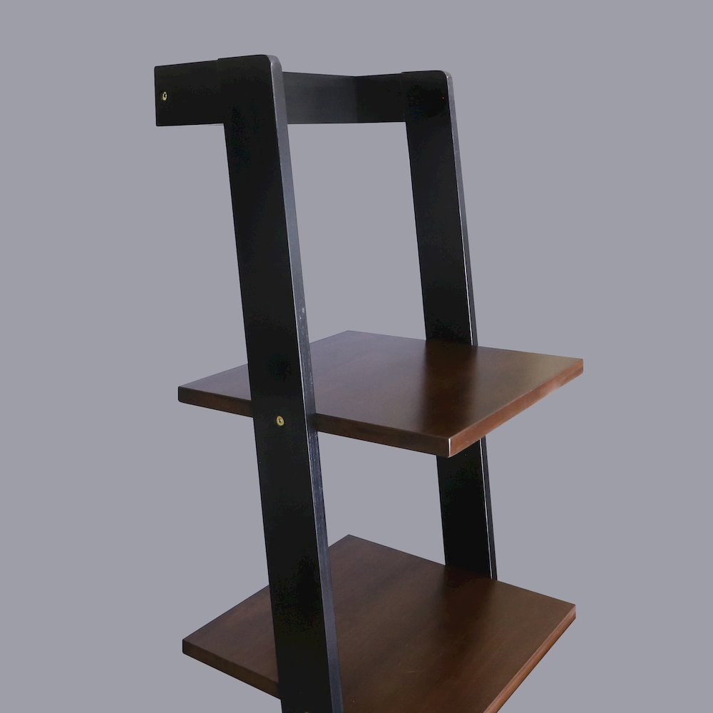 5-Tier Leaning Ladder Bookcase with Solid American Gum Shelves - Black/Walnut. Picture 10