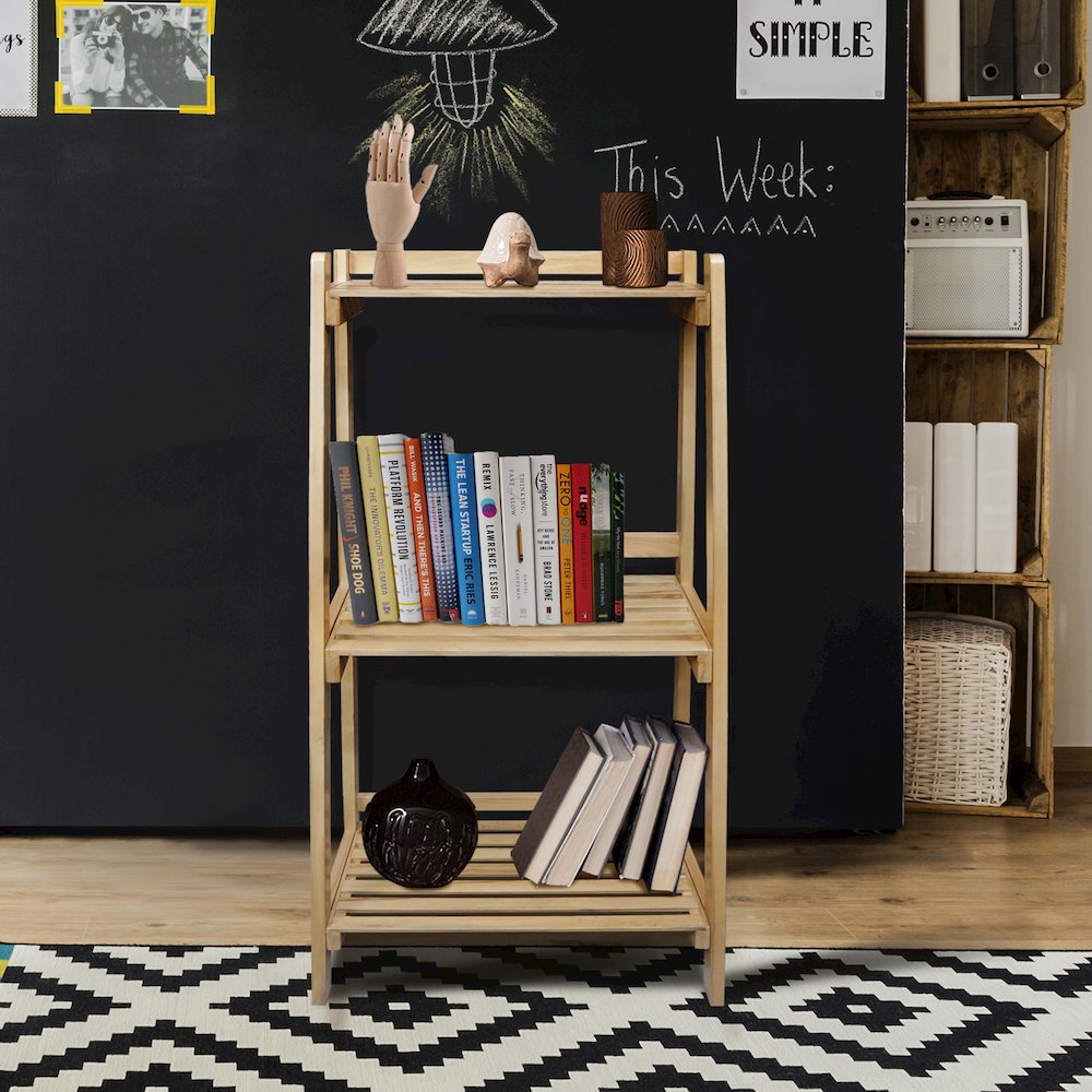 Woodhaven Slatted 3-Shelf Ladder Bookcase with Solid American Gum. Picture 10