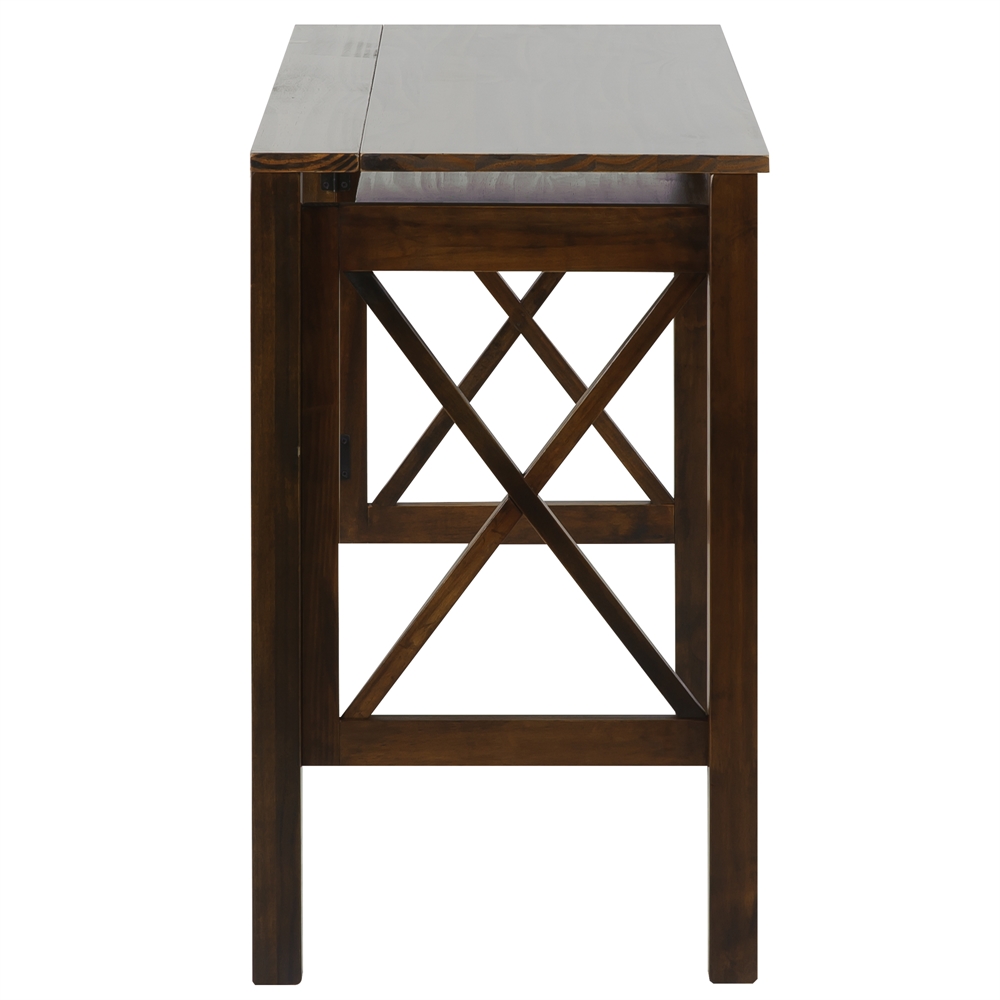 Montego Folding Desk with Pull-Out-Warm Brown. Picture 3