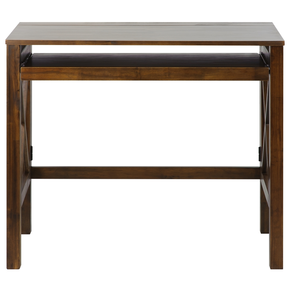 Montego Folding Desk with Pull-Out-Warm Brown. Picture 4