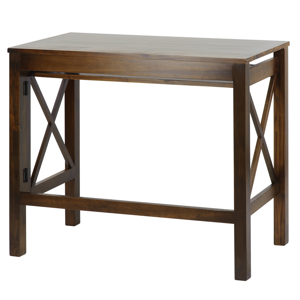 Montego Folding Desk with Pull-Out-Warm Brown. Picture 5