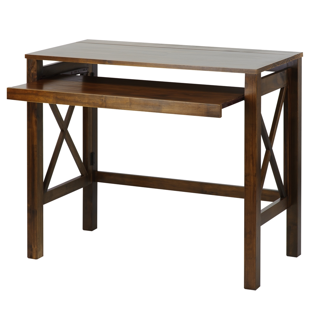 Montego Folding Desk with Pull-Out-Warm Brown. Picture 1