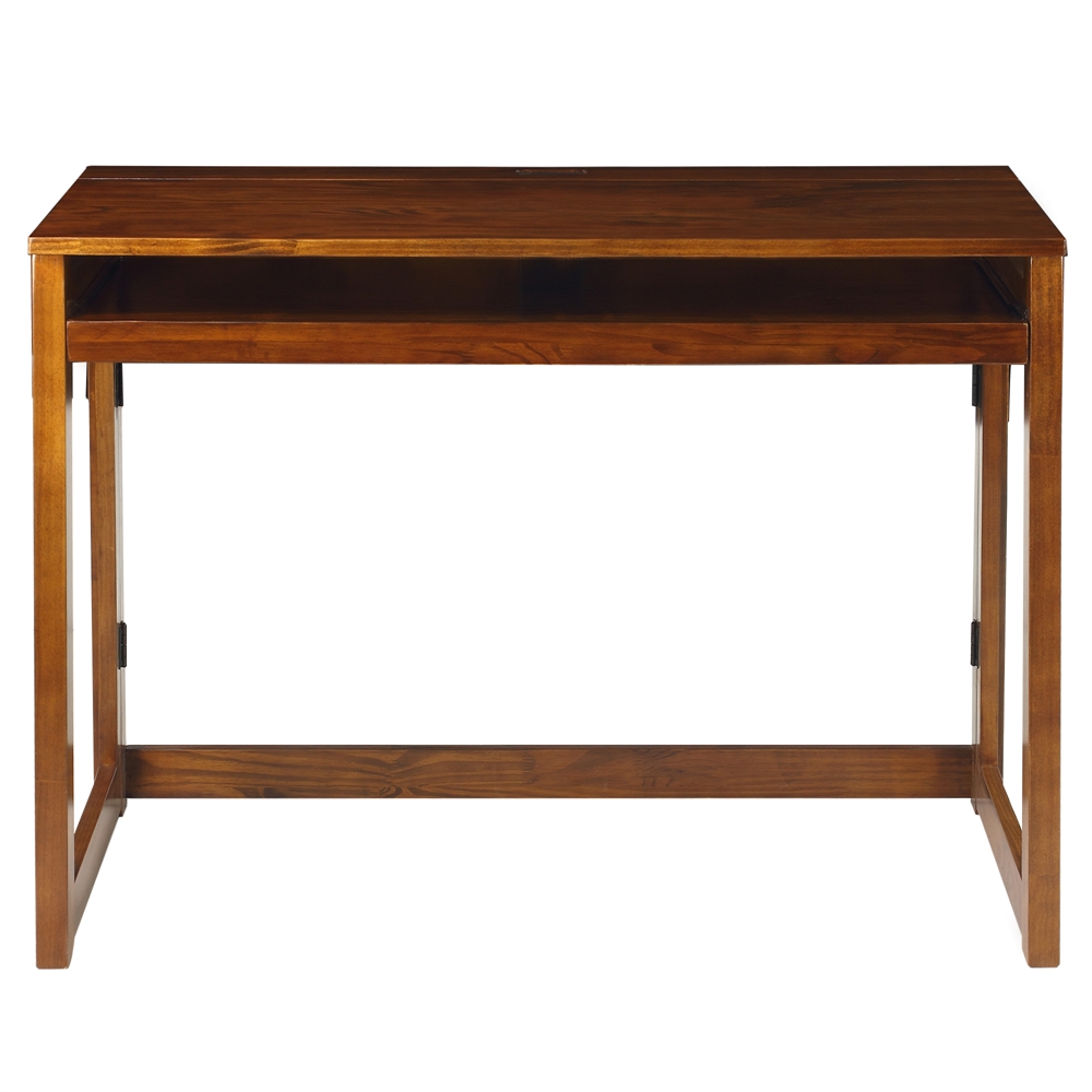 Folding Desk with Pull-Out & USB Port-Warm Brown. Picture 1