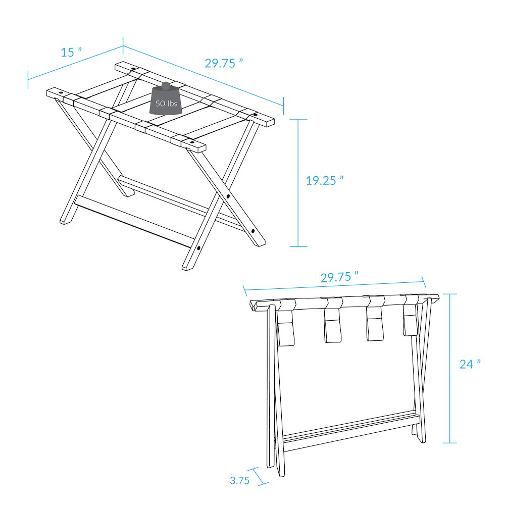 Heavy Duty 30" Extra Wide Luggage Rack, Slate Gray. Picture 9