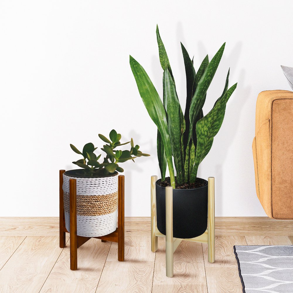 Mid-Century Modern Wood Plant Display Stand, Fit Up to 10". Picture 19