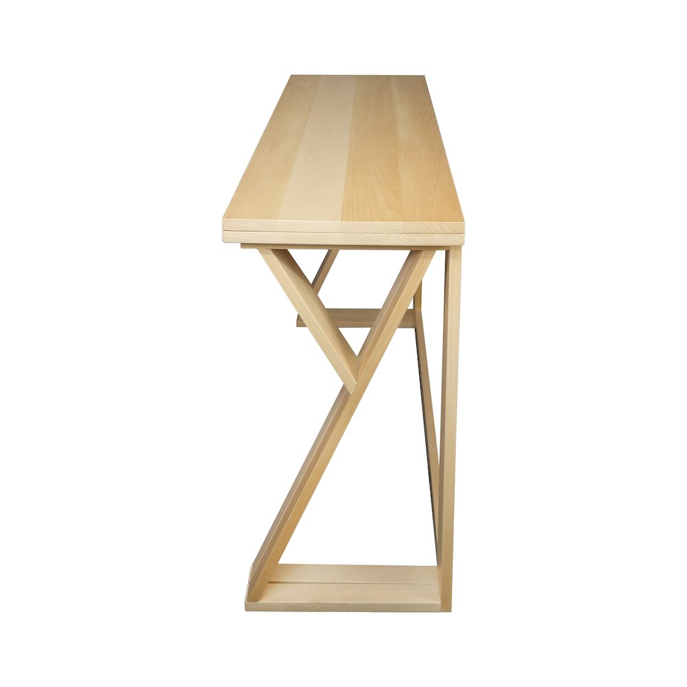 Aztecs Folding Console to Dining Convertible Table with Solid American Basswood. Picture 1