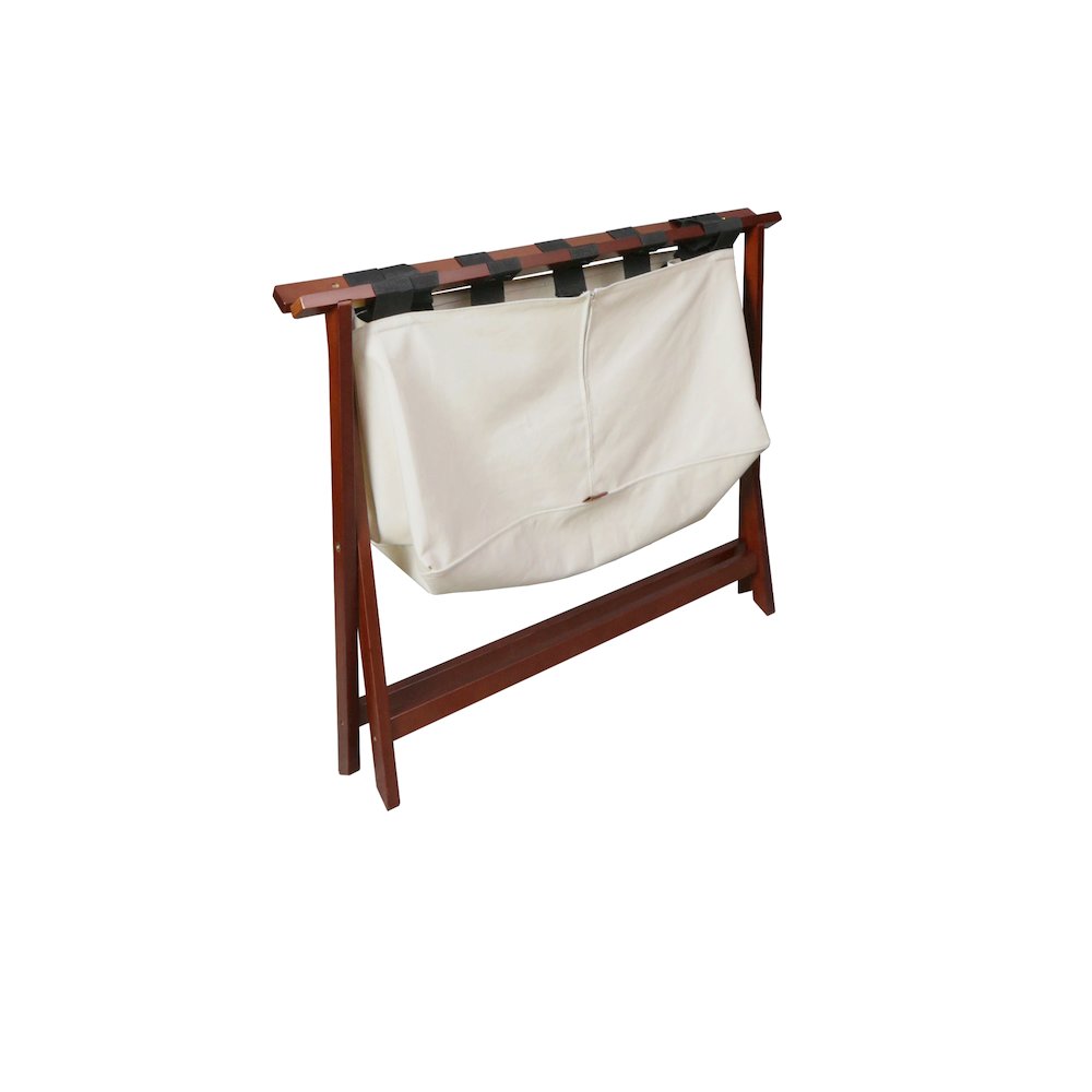 Heavy Duty 34" Extra Wide Luggage Rack with Zippered Laundry Bag- Walnut. Picture 14