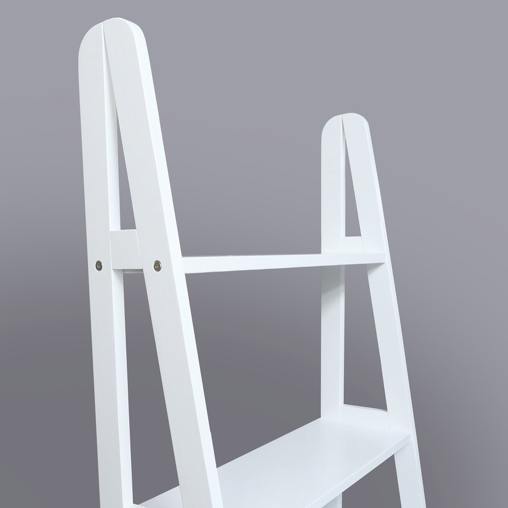 4-Shelf Ladder Bookcase, White. Picture 3
