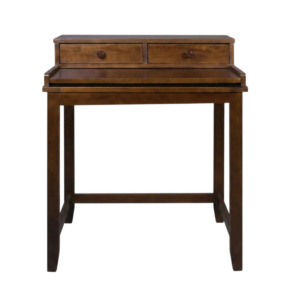 Mid Century Modern Wooden Computer Desk with Drawers and Hidden Compartment. Picture 4