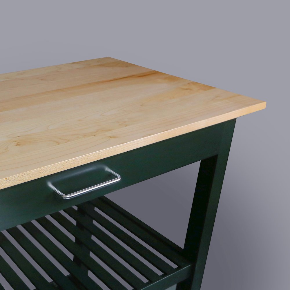 Kitchen Island with Solid American Hardwood Top, Hunter Green. Picture 7