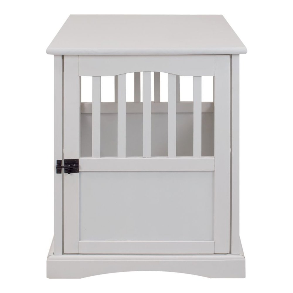 White Dog Kennel Furniture with Lockable Gate, Solid Wood Crate Table. Picture 4