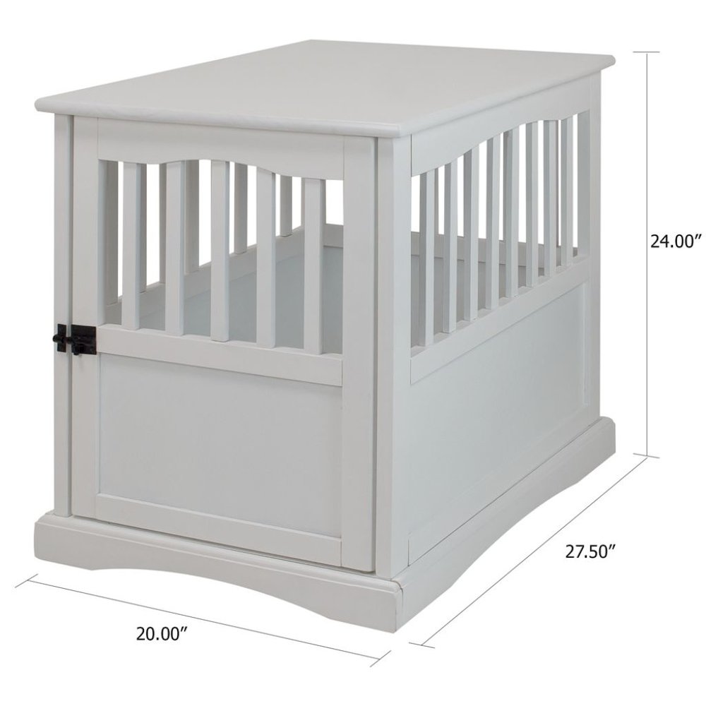 White Dog Kennel Furniture with Lockable Gate, Solid Wood Crate Table. Picture 7