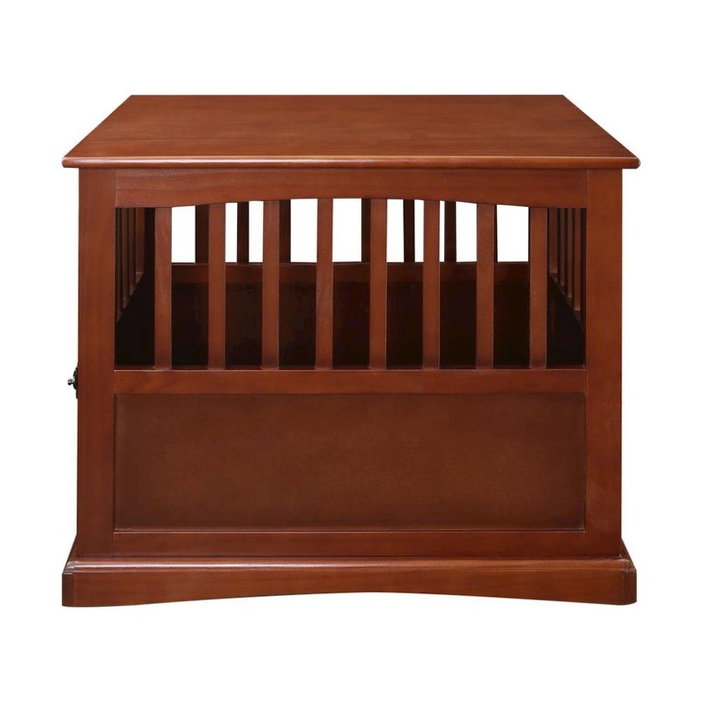 Walnut Dog Kennel Furniture with Gate, Solid Wood Dog Crate End Table. Picture 4