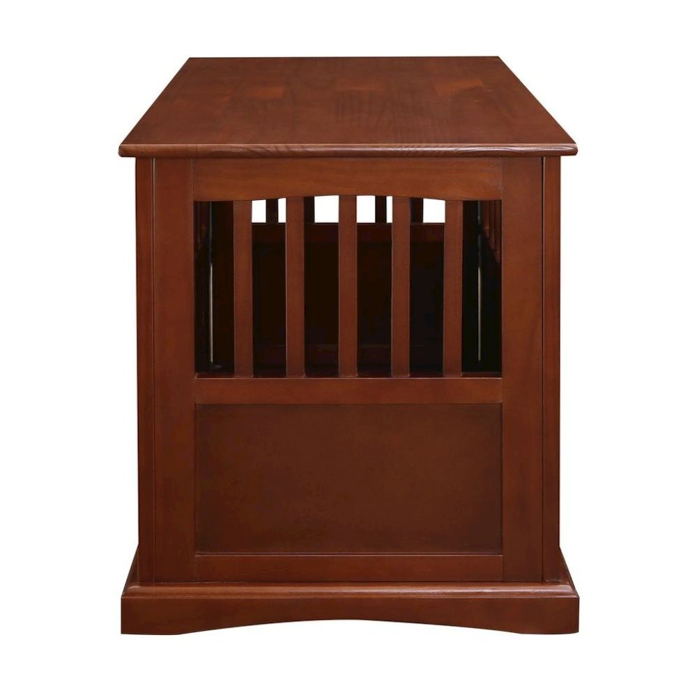 Walnut Dog Kennel Furniture with Gate, Solid Wood Dog Crate End Table. Picture 5