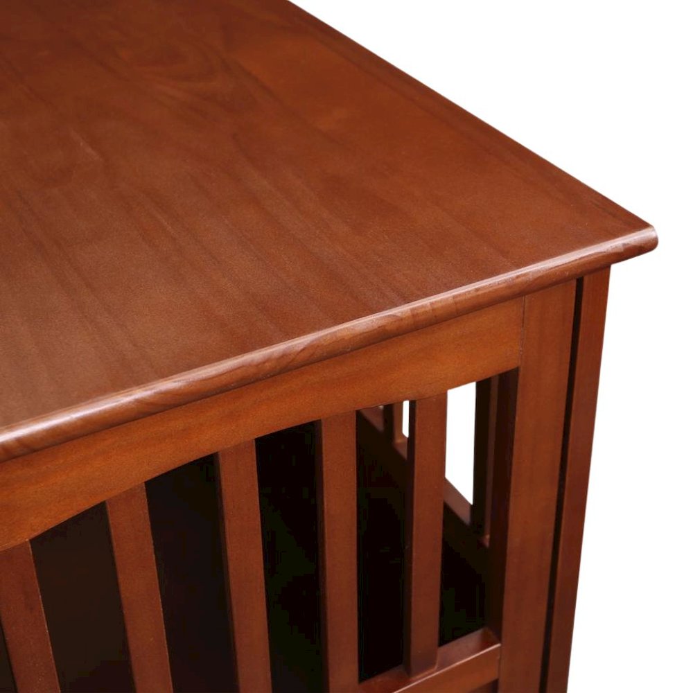 Walnut Dog Kennel Furniture with Gate, Solid Wood Dog Crate End Table. Picture 7